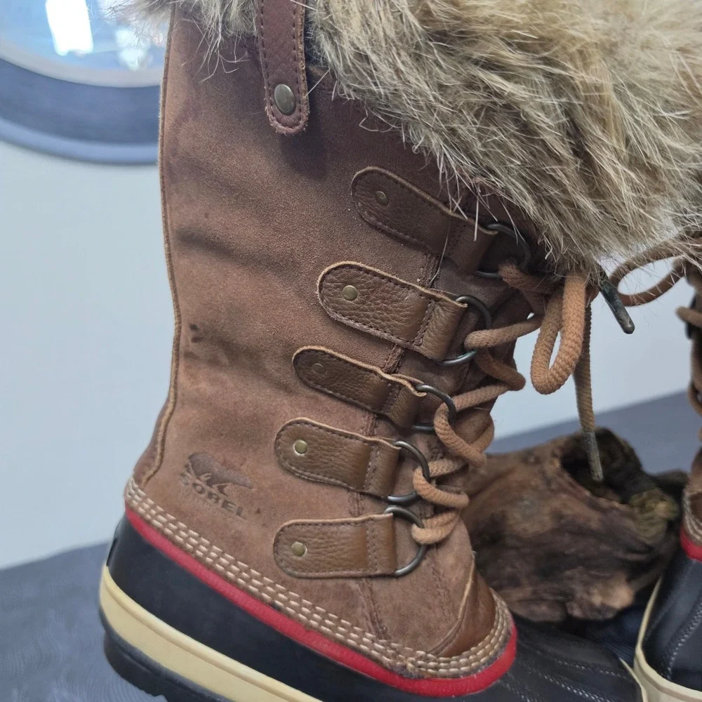 Sorel Tofino II Boots Women Size 9 Brown Good Waterproof Faux Fur NL2429-261